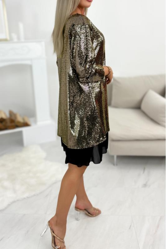 Ladies Casual Elegant V Neck Sequin Dress