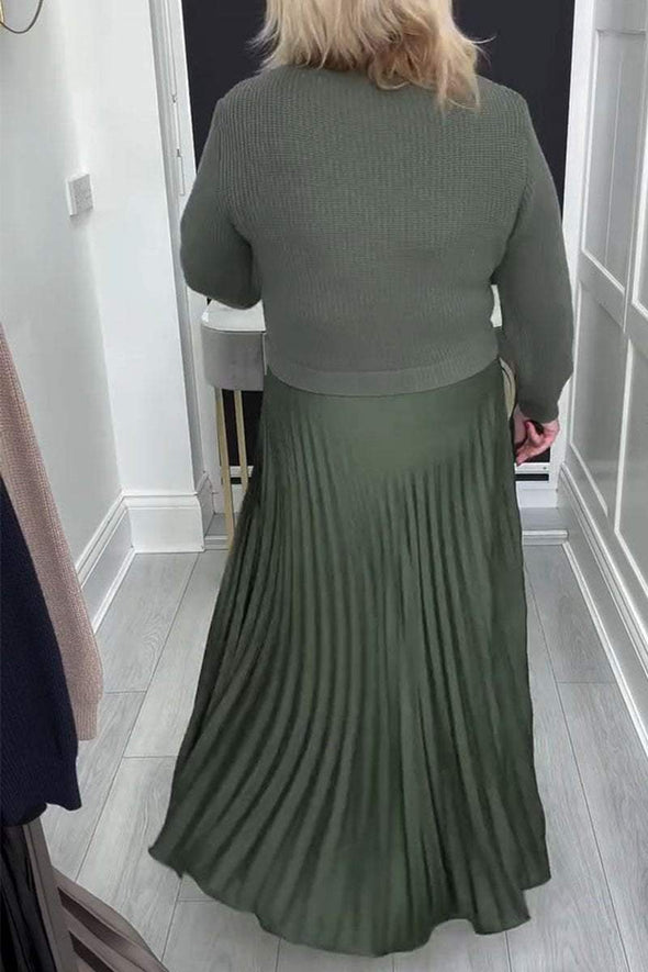 Women's Round Neck Long Sleeve Knitted Dress