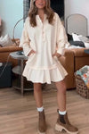 Women's casual pleated hem sweatshirt dress