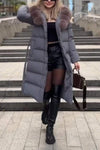 Women's Casual Hooded Long Fur Collar Cotton Coat