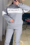 Women's casual sports crew neck sweatshirt suit