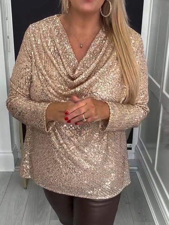 Women's V-neck Sequined Casual Top