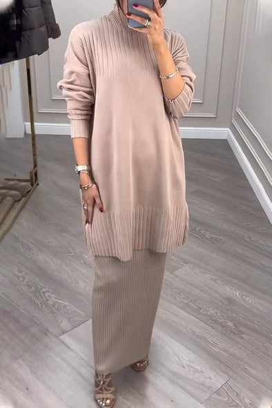 Women's Round Neck Long Sleeve Sweater Casual Suit