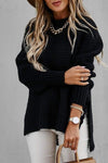 Women's Half-high Collar Solid Color Side-slit Knitted Sweater