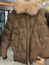 Women's Solid Color Fur Collar Hooded Coat