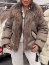 Women's Solid Color Fur Collar Coat