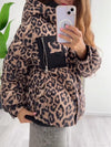 Women's Leopard Print Long Sleeve Hooded Coat