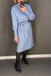 Women's Round-neck Solid Color Long-sleeved Dress