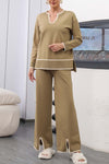 Women's U-neck long-sleeved knitted sweater suit