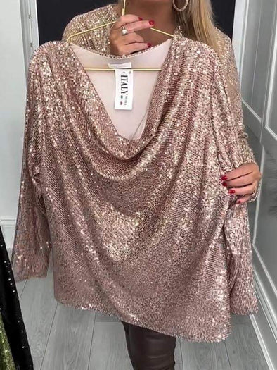 Women's V-neck Sequined Casual Top