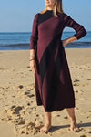 Women's Stand Collar Long Sleeve Contrast Color Slim Dress