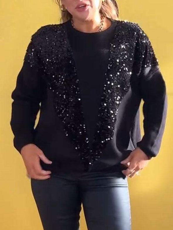 Women's Round Neck Sequined Top