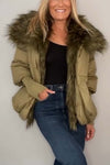 Women's fashionable large fur collar short coat