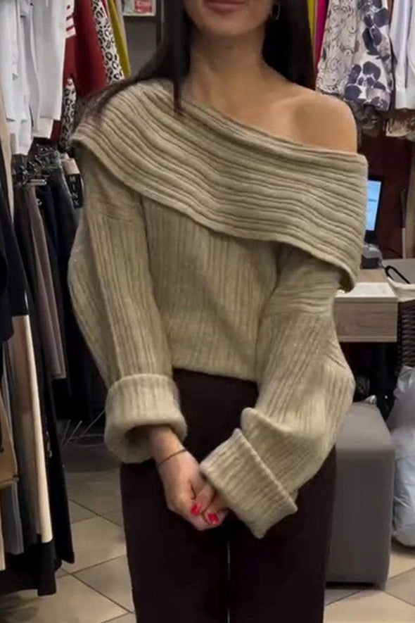 Women's Casual Solid Color Slouchy Sweater