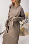 Women's Solid Color Cardigan, Round Neck Top and Skirt Three-piece Set