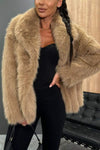 Women's Lapel Long Sleeve Faux Fur Coat