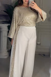 Women's Fashion Loose Sequin Two-Piece Suit