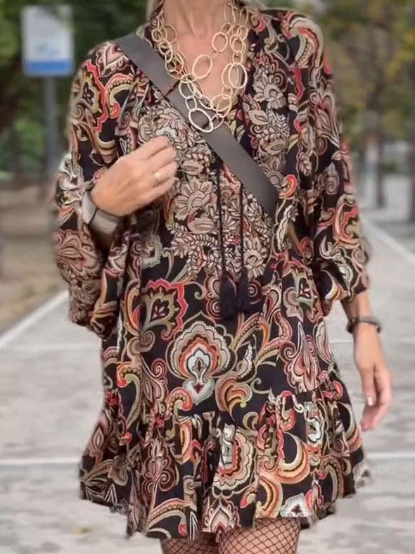 Women's Chiffon Printed Long Sleeve Dress