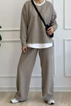 Women's Casual Hem Patchwork Top and Pants Set