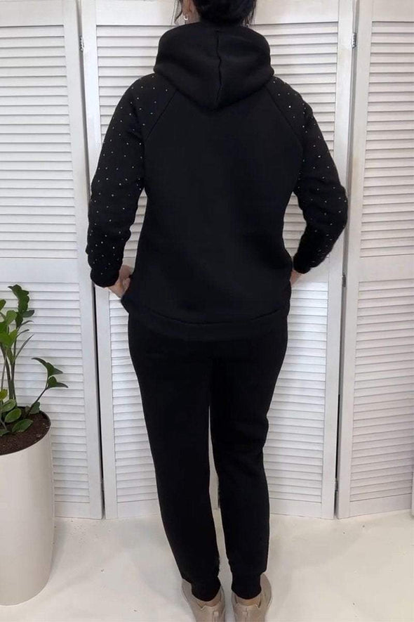 Women's Sequined Hoodies and Trousers Set