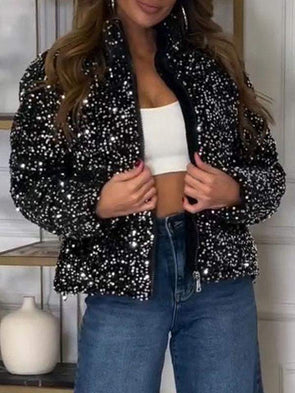 Women's Lapel Sequin Coat