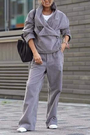 Women's Casual Loose Corduroy Pants Suit