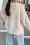 Women's Solid color lapel long sleeve sweater