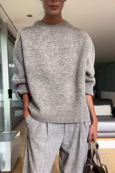 Women's Casual Round Neck Solid Color Sweater