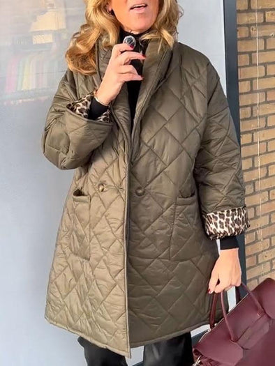 Women's Lapel Leopard Print Cotton Coat