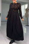 Women's Round Neck Long Sleeve Hollow Dress