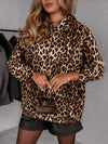 Women's Hooded Long-sleeved Leopard Print Casual Sweatshirt