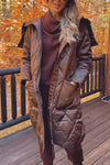 Women's casual solid color large lapel mid-length cotton coat