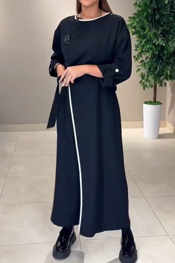 Women's casual contrasting striped hakama set