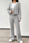 Women's Casual Solid Color Knitted Cardigan Suit