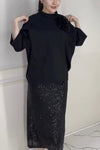 Women's Casual Round Neck Three-dimensional Flower Decorated Sequin Skirt Party Suit