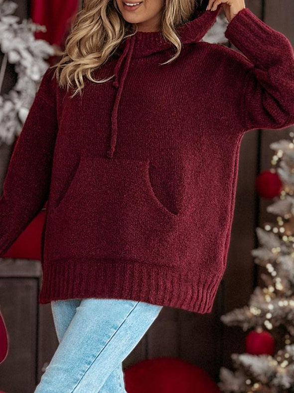 Women's Solid Color Knitted Hoodies