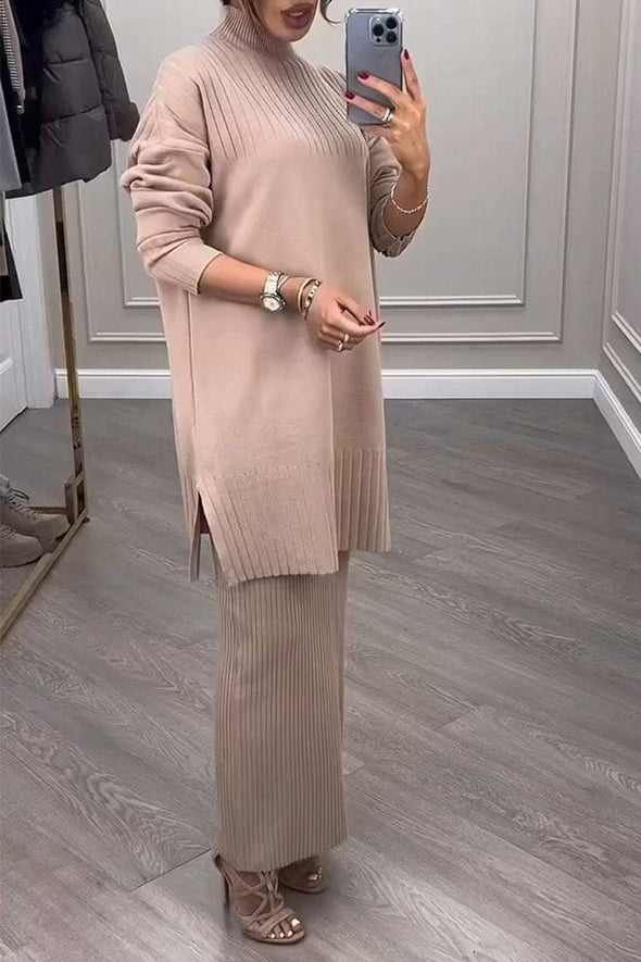 Women's Round Neck Long Sleeve Sweater Casual Suit