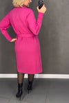 Women's Round-neck Solid Color Long-sleeved Dress