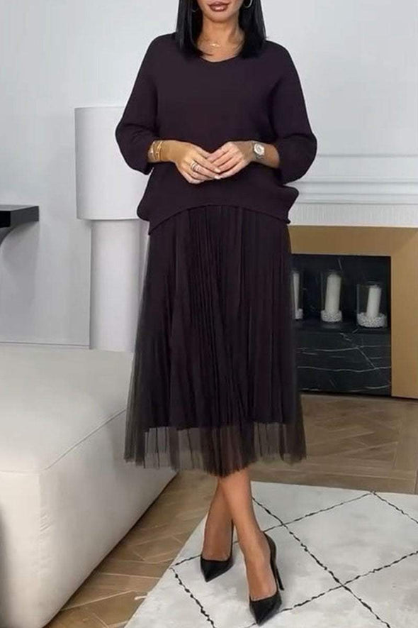 Women's Long Sleeve Patchwork Dress