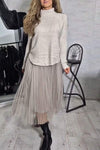 Women's Turtleneck Long-sleeved Top and Skirt Two-piece Set