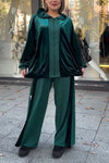 Women's casual velvet patchwork suit