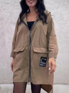 Women's Hooded Long-sleeved Trench Coat