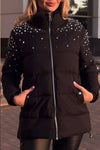 Women's fashionable diamond-studded down jacket