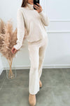 Women's casual solid color turtleneck sweater suit