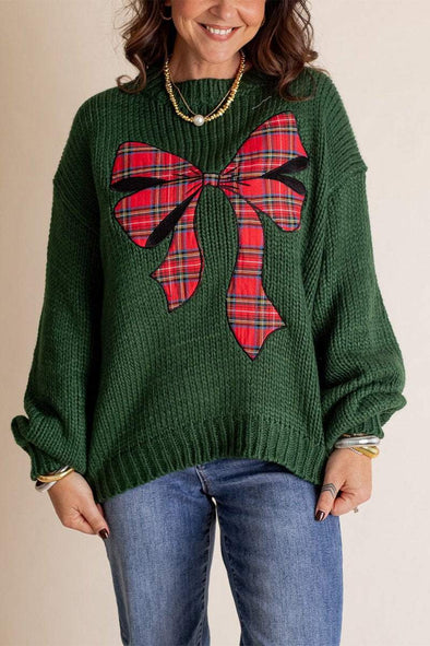 Women's Christmas Knitted Bow Sweater