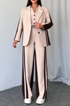 Women's Casual Commuting Contrast Color Spliced Suit Three Piece Suit