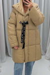 Women's casual loose lace-up solid color mid-length cotton coat