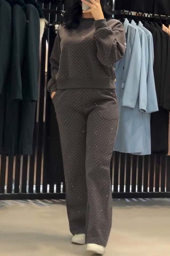 Women's Casual Sports Diamond Pants Suit