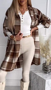 Women's Lapel Plaid Button Coat