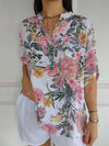 Women's V-neck Mid-sleeve Printed Shirt